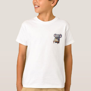 Ijverige kleine koala lezend aan bureau Kinderen T-shirt