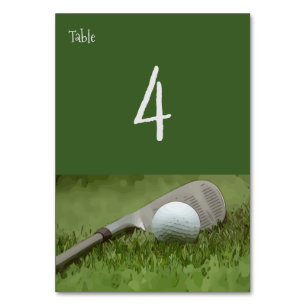 IJzer en golfbal op groen gras Kaart