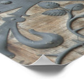 IJzer Medieval Lock op Houten Dep Poster (Hoek)