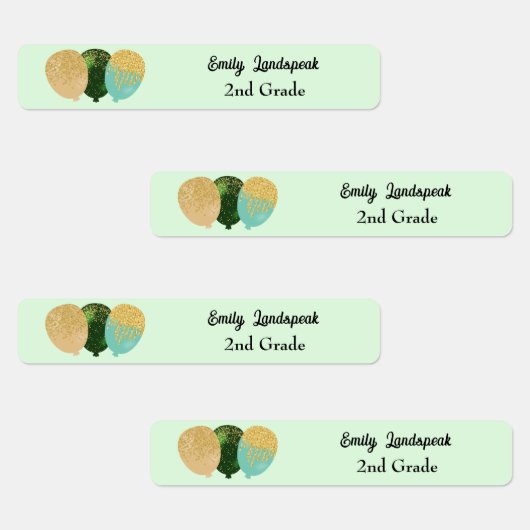 IJzer op Green Glitter Party Ballonnen Labels (Groep)