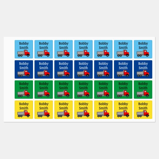 IJzer op jongens Kousenlabels NAAM DUMP TRUCK Labels (Vel)