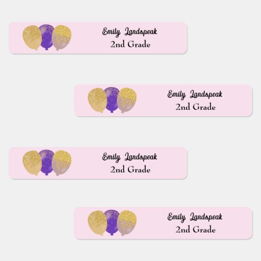 IJzer op Paarse Glitter Party Ballonnen Labels (Groep)
