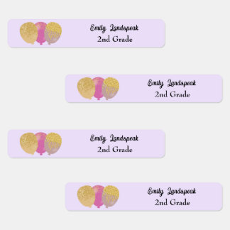 IJzer op Pink Glitter Party Ballonnen Labels