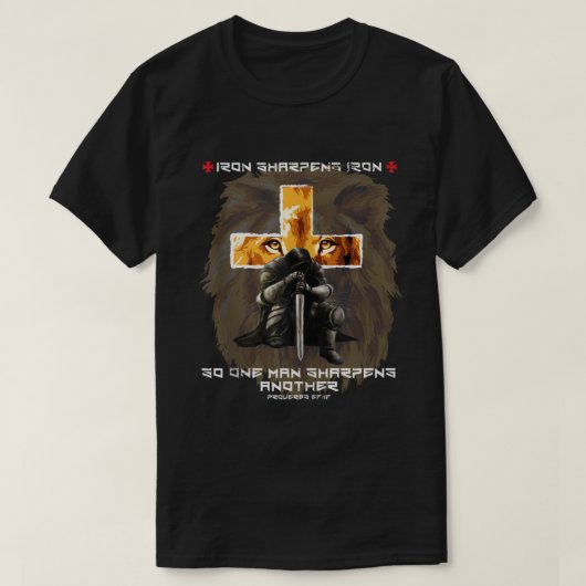 IJzer Sharpens IJzeren Christelijke Scriptsoennen  T-shirt (Design voorkant)