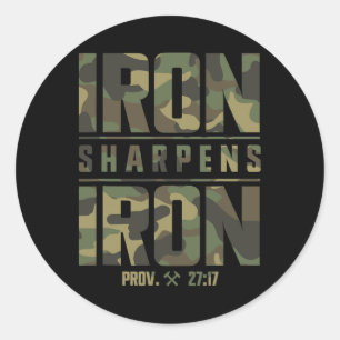 IJzer slijpt ijzeren Christelijke Mannen Camo Scri Ronde Sticker