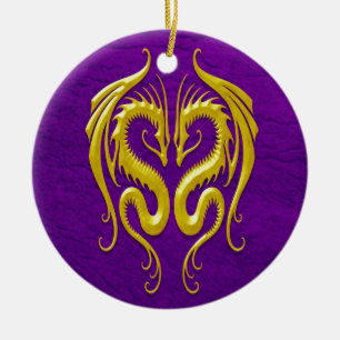 IJzerdragers, geel en paars Keramisch Ornament