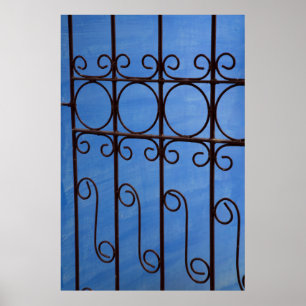 IJzeren hekwerkpatroon in blauw, Cuba Poster