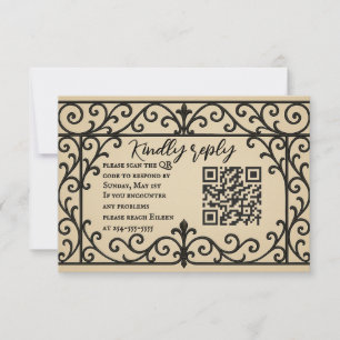 IJzeren Huwelijksbelofte QR-code RSVP-kaart RSVP Kaartje
