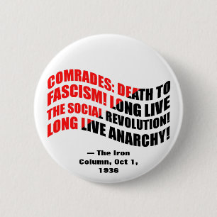 IJzeren kolom Anti-fascistisch citaat Ronde Button 5,7 Cm