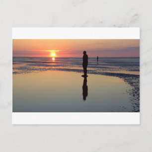 IJzeren Mannen op Sunset, Crosby, Liverpool, Veren Briefkaart