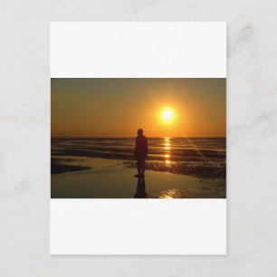 IJzeren Mannen Sculpture at Sunset, Crosby, Liverp Briefkaart