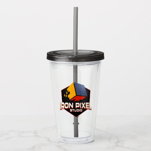 IJzeren Pixel Tumbler Acryl Drinkbeker (Voorkant)