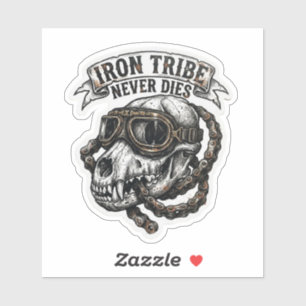 IJzeren Stam Sterft Nooit Wolf Schedel Sticker