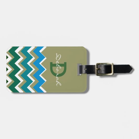 ijzerstrepen en monogram bagagelabel (Voorkant horizontaal)