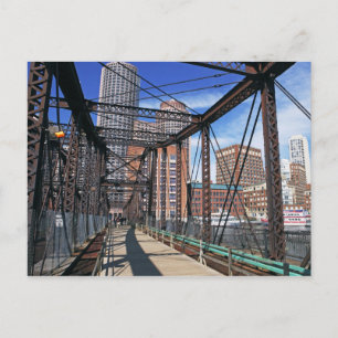 IJzervoetbrug met Boston Financial district Briefkaart