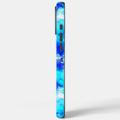 Ijzig Abstract Blauw Overlappend Vierkant Patroon Case-Mate iPhone Case (Achterkant / Links)