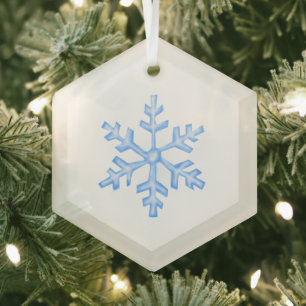 IJzig blauwe sneeuwvlok - Winterzeshoek Glas Ornament