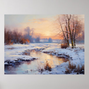 IJzige Havelrivier bij zonsondergang Poster
