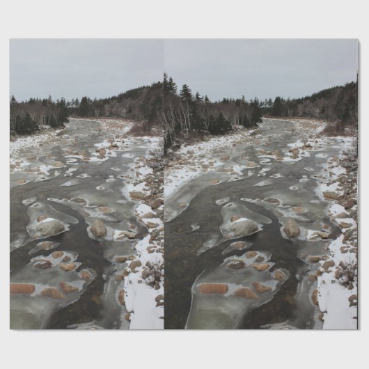 Ijzige Voetafdruk in de Rivier Cadeaupapier (Vlak)