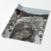 Ijzige Voetafdruk in de Rivier Cadeaupapier (Uitgerold)