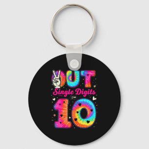 Ik 10 cijfers Tie Dye Peace Out Eencijferige Geboo Sleutelhanger