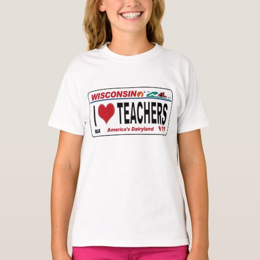 Ik <3 Wisconsin Onderwijzers T-shirt (Voorkant)