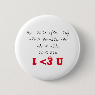Ik <3 Wiskunde. I < 3 U Ronde Button 5,7 Cm