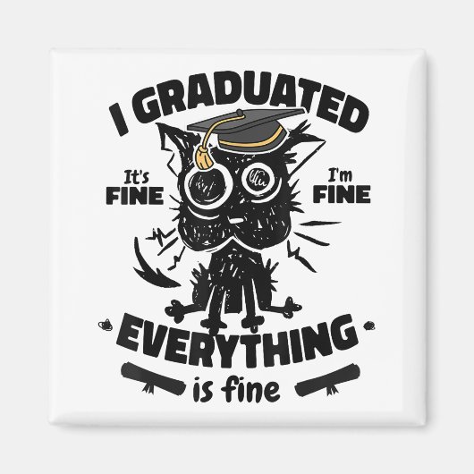 Ik Afstuderen Class Funny Black Cat Afstuderen Magneet (Voorkant)