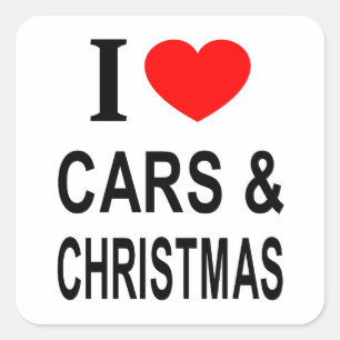 Ik ❤️ AUTO'S & KERSTMIS Ik HOU VAN AUTO'S & KERST Vierkante Sticker