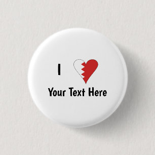 Ik (Bahreinse Vlag Hart Liefde) Persoonlijk Ronde Button 3,2 Cm