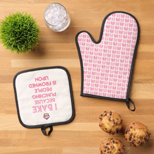 Ik bak! Funny Baking Quote Ovenwant & Pannenlap Set (Top down)