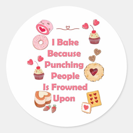 Ik bak omdat mensen gestraft worden ronde sticker (Voorkant)