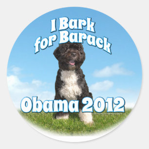 Ik barak voor Barack, Bo de eerste hond Obama Ronde Sticker