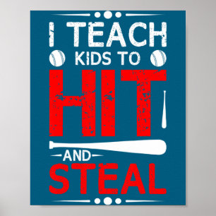 Ik Baseball Les Slaan Stelen Sport Poster