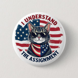 Ik begrijp de opdracht Harris Walz Cat Lady Ronde Button 5,7 Cm