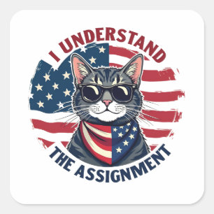 Ik begrijp de opdracht Harris Walz kattenvrouw Vierkante Sticker