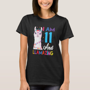 Ik ben 11 en lamazing lama jongens verjaardag t-shirt
