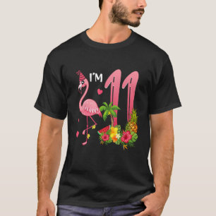 Ik ben 11 jaar oud Flamingo tropisch thema 11e geb T-shirt