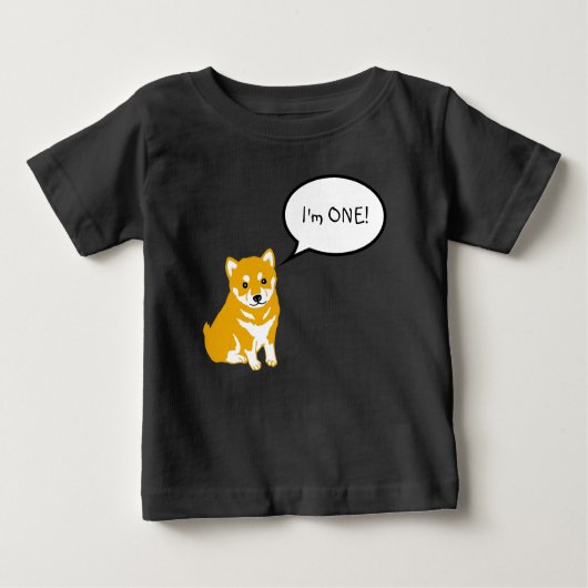 Ik ben 1 Shiba Inu Speech Bubble 2 Zwart Baby T-sh (Voorkant)