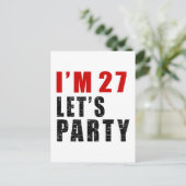 Ik ben 27, laten we feesten uitnodiging briefkaart (Staand voorkant)