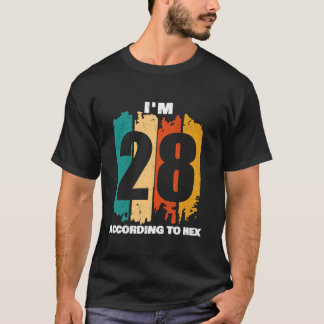 Ik ben 28 Volgens Hex 40th Birthday Wiskunde Teach T-shirt