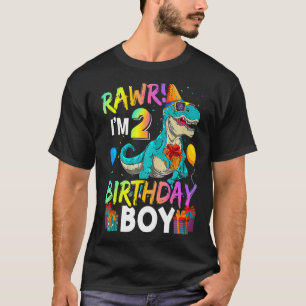 Ik ben 2 Birthday Boy Funny Dinosaur Air Ballon T-shirt