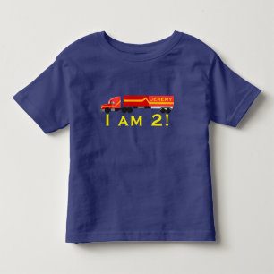 "Ik ben 2!" & naam met rode halve vrachtwagen. Kinder Shirts