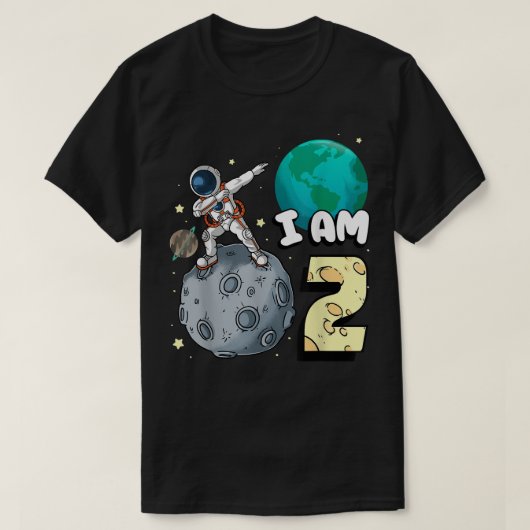 Ik ben 2 Space Astronaut Kind Moon Walker 2nd Birt T-shirt (Design voorkant)