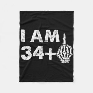 Ik ben 35 jaar oud Funny Skeleton Middle Finger 35 Fleece Deken