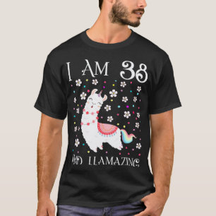 Ik ben 38 jaar oud Llamazing Schattige Lama 38ste T-shirt