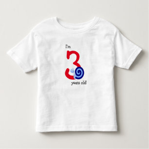 "Ik ben 3 jaar oud!" + Schattige Happy Blue Snail Kinder Shirts