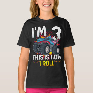 Ik ben 3 zo draai ik Monster Truck Girl T-shirt