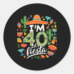 Ik ben 40 Laten we feest vieren 40ste verjaardag C Ronde Sticker