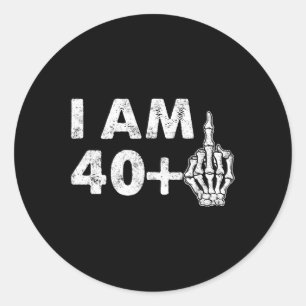 Ik ben 41 jaar oud Leuk Skelet Middelvinger 41st B Ronde Sticker
